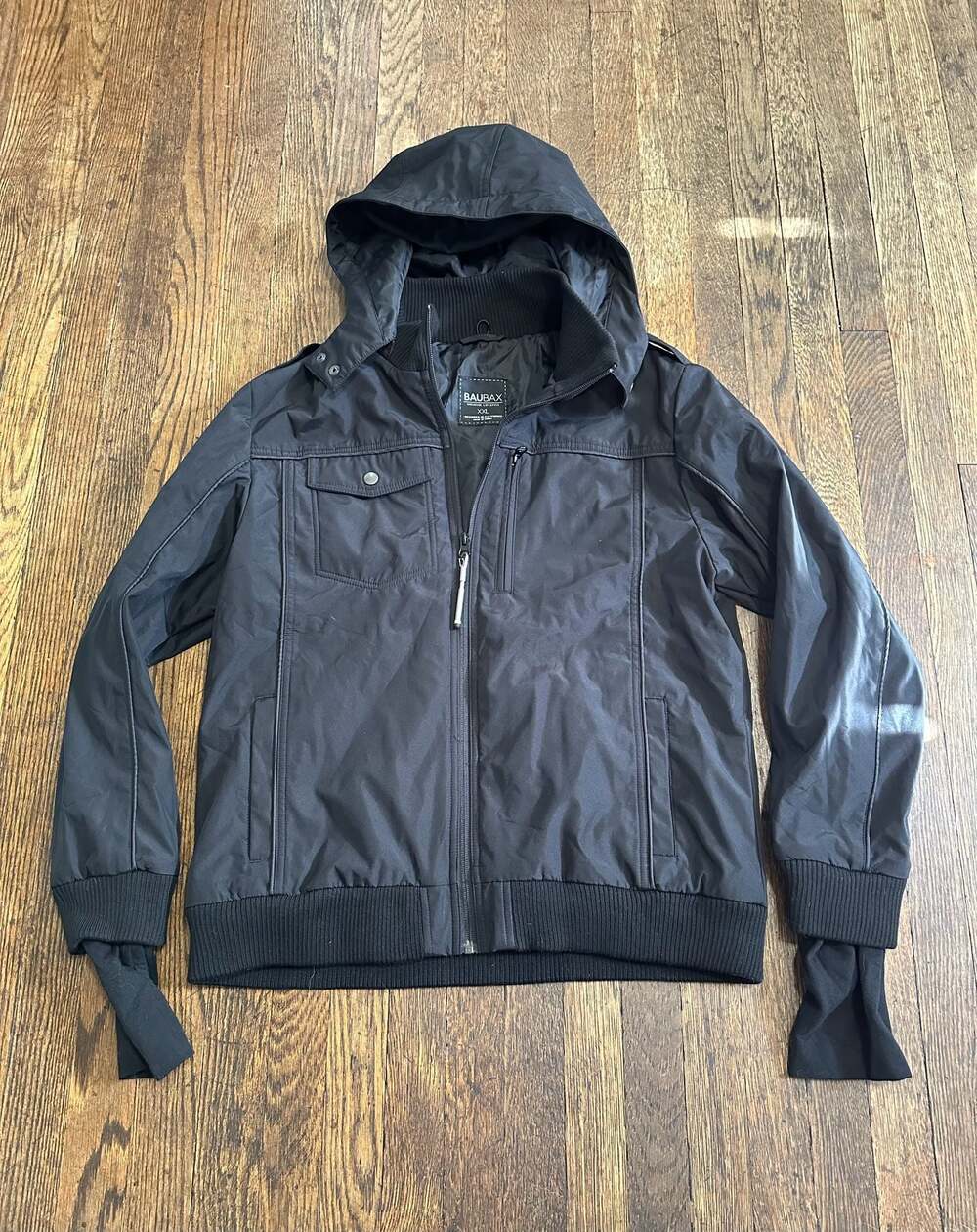 BauBax Men's Creative Lifestyle Bomber Travel Jacket with Removable Hood